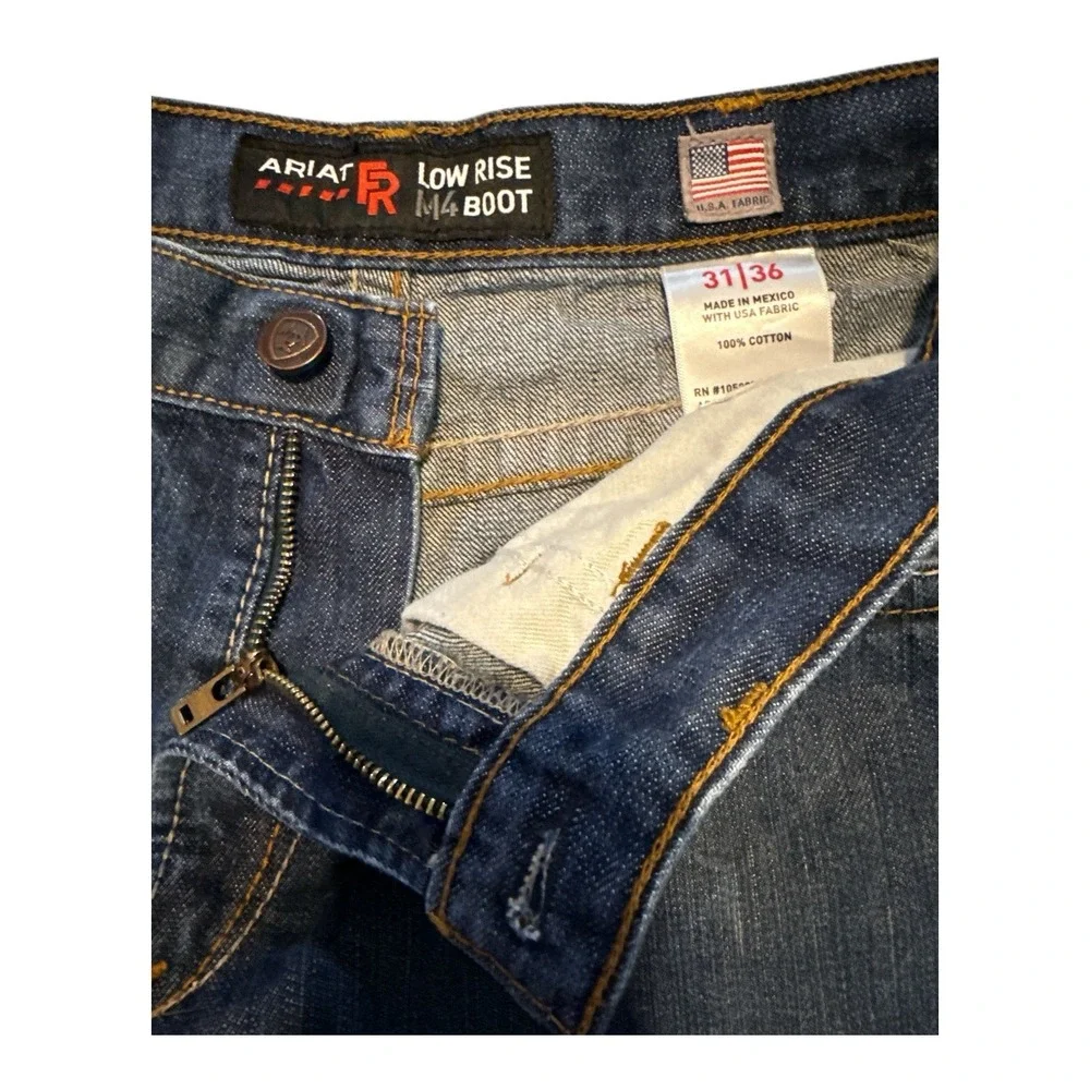 Ariat FR Jeans Men's 31 X 36 M4 Low Rise Boot Cut Dark Wash Denim - Picture 2 of 8